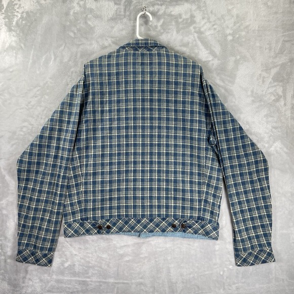 RRL Ralph Lauren Jacket men's XL Double RL Indigo Checked Linen-Cotton Full Zip - Picture 16 of 16